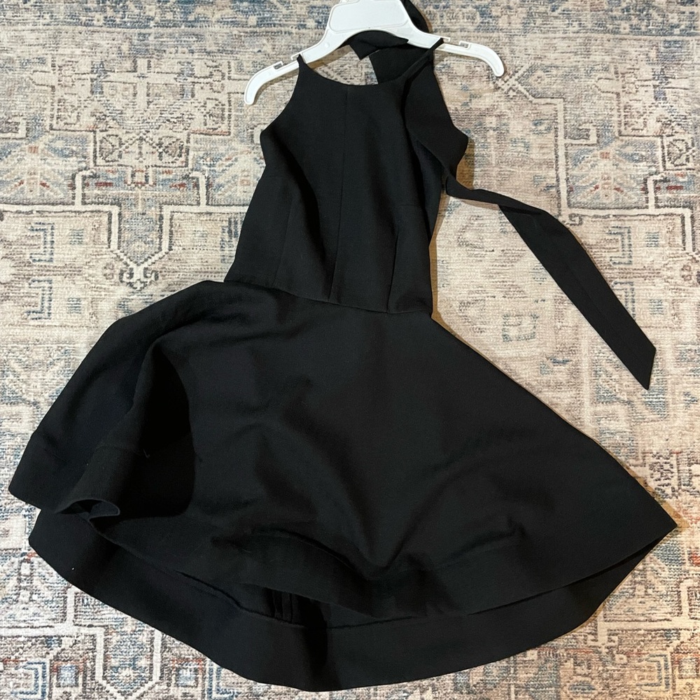 Black flair dress with bow halter tie